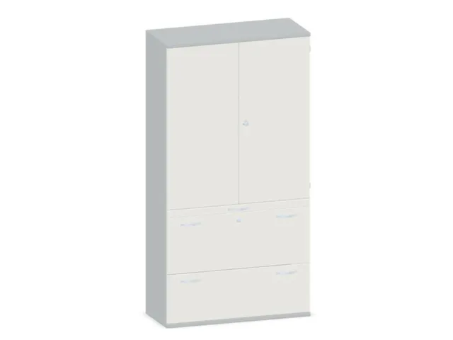 Kantoorkast 1920x1000x430mm Decor Romp Lichtgrijs Decor Front Wit