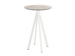 statafel,HxØ 1090x700mm,rond,4voeten wit,blad HPL Moonstone