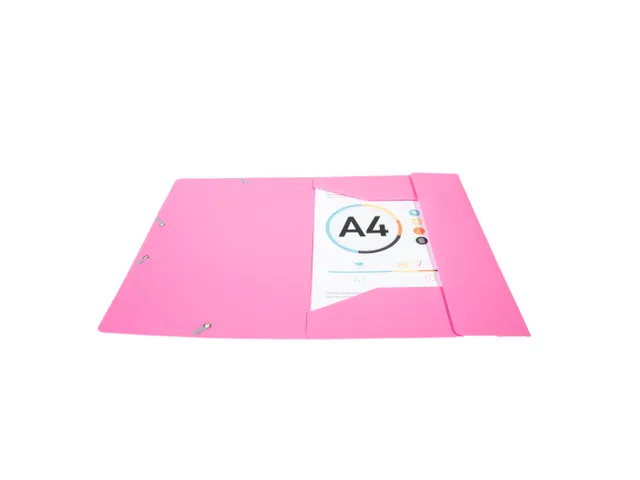 Elastomap 3 kleppen polypropyleen ondoorschijnend Eco A4 Fuchsia