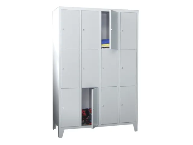 lockerkast,HxBxD 1850x1200x500mm,4x3vakken,RAL7035,front RAL7035