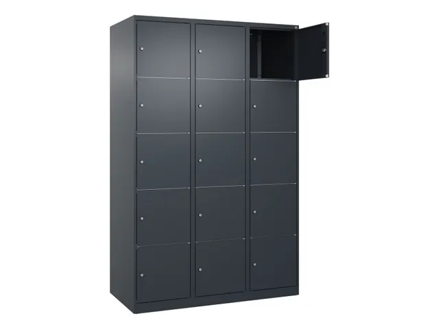 lockerkast,HxBxD 1850x1200x500mm,3x5vakken,vak B 400mm,cil.-slot