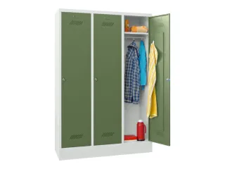 lockerkast,HxBxD 1850x1200x500mm,3vak,RAL7035,front RAL6011 - 2