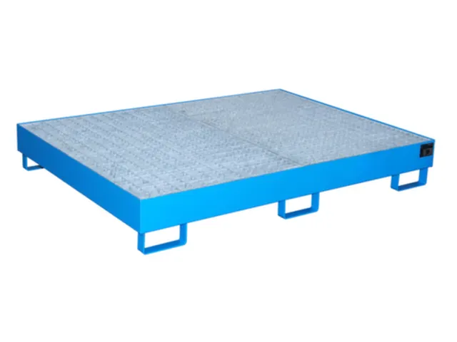 stellingopvangbak,opvangvol. 240l,m. rooster,staal,RAL 5012