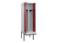 PBM-locker met bank,HxBxD 2120x600x815mm,2vak,vak B 300mm,draaigrendel