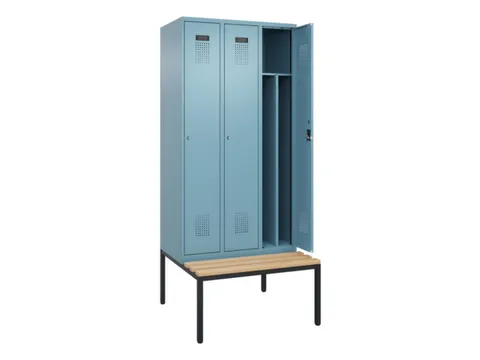 locker met bank,voor scheiding van kleding,HxBxD 2120x900x815mm,3vak