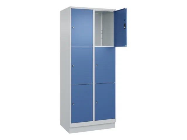 lockerkast,HxBxD 1950x800x500mm,2x3vakken,vak B 400mm,cil.-slot,sokkel