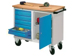 Werkplaatswagen 6 Laden 400kg Staalplaat Ral7035 Front Ral7035