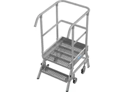 bordestrap,verrijdbaar,bordes H 0,5m,2treden m. R13-laag,aluminium