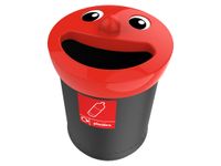 Afvalbak Smiley Face Bin 52 Liter Plastics Zwart Rood