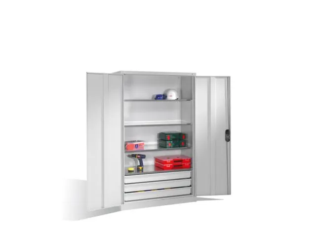 grootvolumekast met openslaande deuren,romp RAL7035,front RAL7035