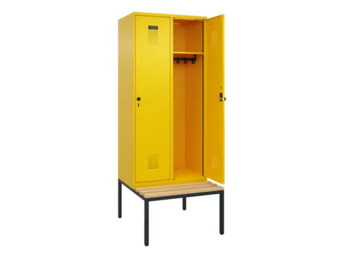 locker met bank,HxBxD 2120x800x815mm,2vak,vak B 400mm,draaigrendel
