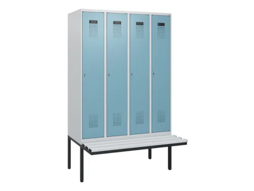 locker met bank,HxBxD 1950x1200x815mm,4vak,vak B 300mm,cilinderslot