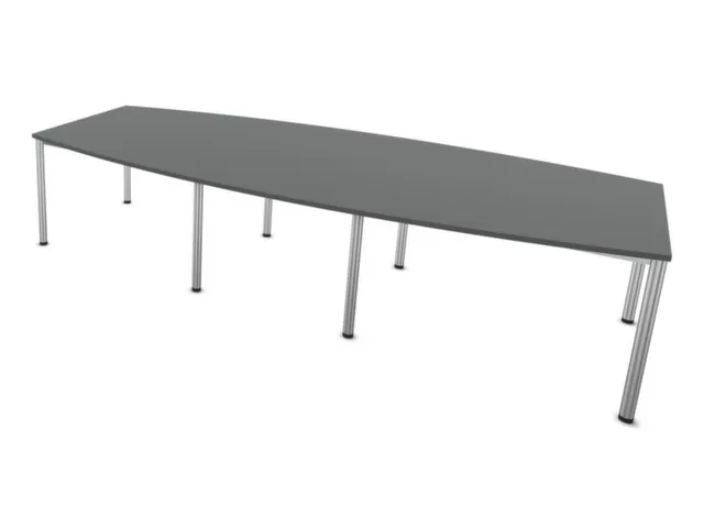 Table de conférence forme de fût 740x3200x1400mm 4 pieds gris foncé