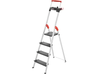 staande trap 4treden XXL treden/platform zwart stand H 0 84m - 1