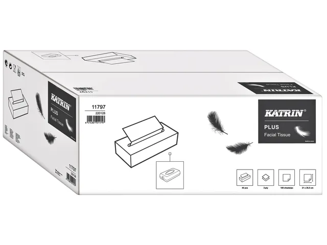 Facial tissue's Katrin 11797 2-Laags wit doos à 100 stuks