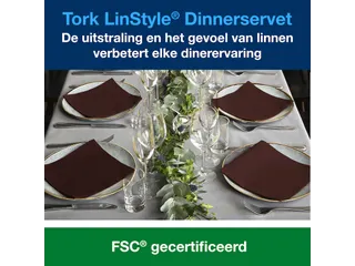 Tork 478727 LinStyle Dinnerservet Cocoa 39x39cm 1-laags 1/4-vouw - 5