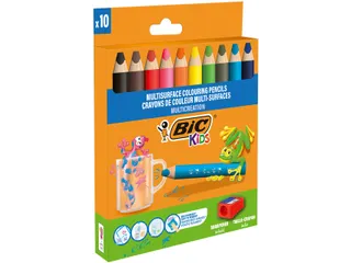 Kleurpotloden BicKids Multi Surface + puntenslijper assorti 10 stuks - 3