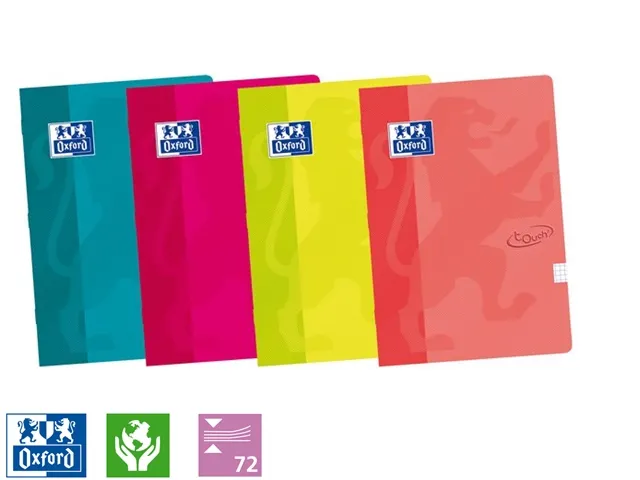 Schrift Oxford school touch A4 72blz ruit 10mm assorti