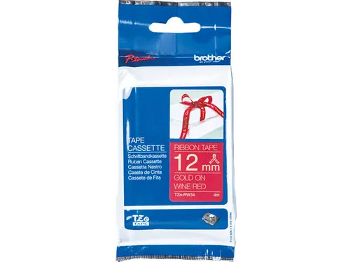 TZERW34 Brother PT 12mm Gold-Burgundy tape 4m non adhesive