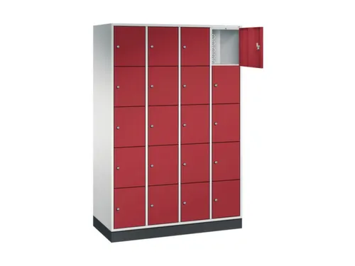 lockerkast,RAL 7035/RAL 3003,HxBxD 1950x1220x500mm,4x5vakken,cil.-slot