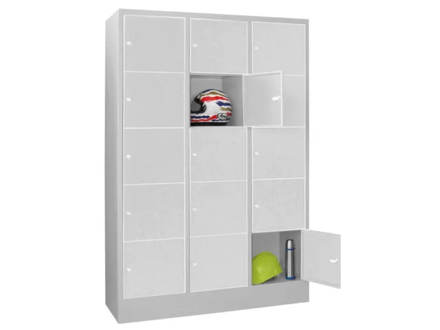 lockerkast,RAL 7035,HxBxD 1850x1200x500mm,3x5vakken,vak B 400mm