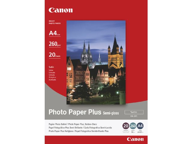 Inkjetpapier Canon SG-201 A4 260 gram semi glossy 20vel | FotopapierWinkel.be