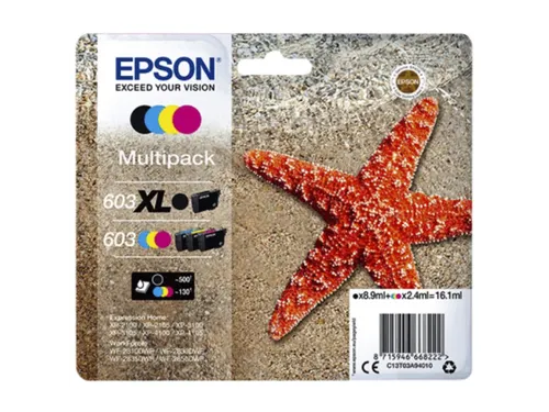Epson 603XL multipack zwart + 3 kleuren inktcartridge