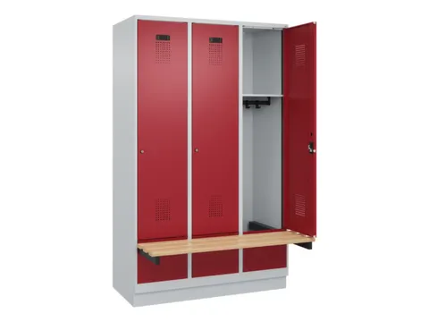locker met bank,HxBxD 1950x1200x815mm,3vak,vak B 400mm,cilinderslot