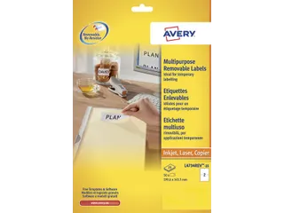 Etiket Avery L4734REV-25 199.3x143.5mm Afneembaar Wit 50 Stuk - 2