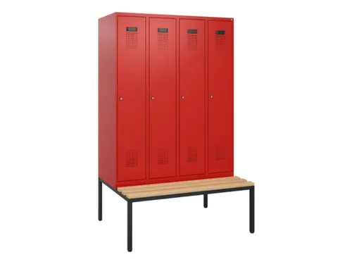 locker met bank,HxBxD 1950x1200x815mm,4vak,vak B 300mm,cilinderslot