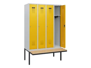 locker met bank,HxBxD 1950x1200x815mm,4vak,vak B 300mm,cilinderslot - 1