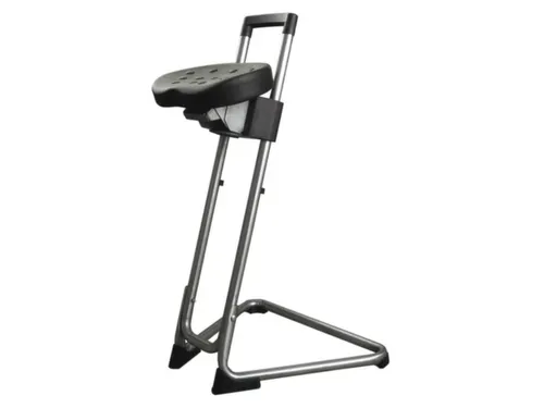 Esd Stahulp Zwart PU H 600-850mm Glijders 15° Frame Rvs