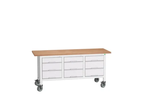 werkbank HxBxD 830x1750x600mm multiplexblad 9laden RAL7035
