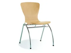 Bezoekersstoel,4Voeten Ronde Buis Verchroomd,Zitschaal Beuken