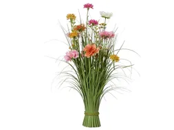 Kunstgras Everlands met bloemen roze 70cm polyester