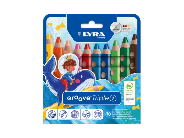 Kleurpotlood LYRA Groove Triple One extra dik set à 10 kleuren