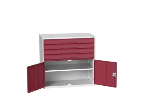 ladekast 1000x1050x550mm 4laden uittrekbaar 2deuren RAL7035 RAL3004