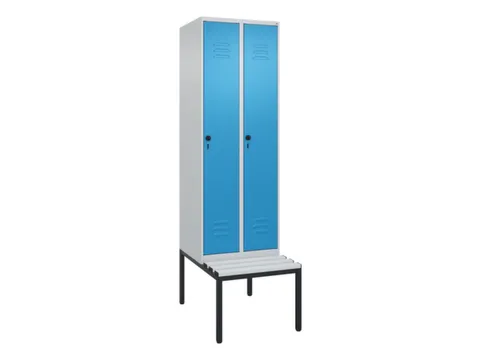 locker met bank,HxBxD 2120x600x815mm,2vak,vak B 300mm,draaigrendel