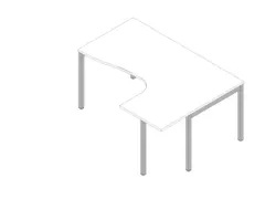 Hoekbureau 730X1600X1200Mm Wit Verdieping Rechts 4-Voeten Aluminium