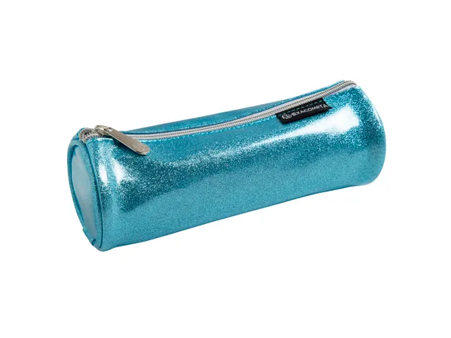 Pennenetui rond PU Glitter 4 kl ass