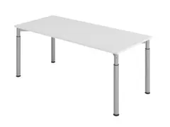 bureau,HxBxD 680-820x1800x800mm,blad grijs,4voeten zilverkleurig