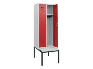 locker met bank,HxBxD 1950x600x815mm,2vak,vak B 300mm,cilinderslot - 1