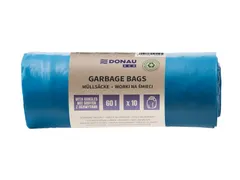 sac poubelle, LDPE, 30 microns, 60 litres, bleu, rouleau de 10 pièces