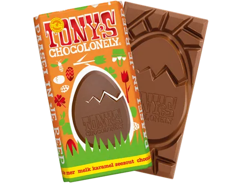 Chocolade Tony's Chocolonely paasreep melk karamel zeezout 180 gram