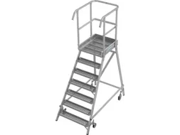 bordestrap,verrijdbaar,bordes H 1,7m,7treden m. R13-laag,aluminium