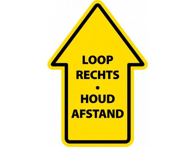 OUTLET Vloersticker combi, 4x Loop Rechts/Houd Afstand+1x Vloermarkeri | VeiligheidsartikelenShop.nl