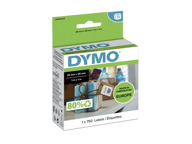 Etiket Dymo Labelprint Vierkant 25x25mm Verwijderbaar S0929120