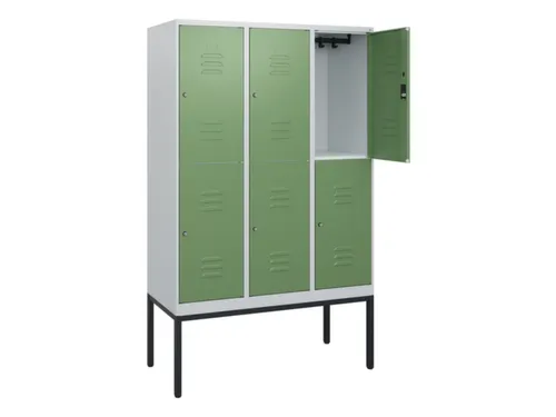 dubbeldekse locker,HxBxD 1950x1200x500mm,3x2vak.,vak B 400mm,cil.-slot