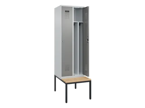 locker met bank,voor scheiding van kleding,HxBxD 2120x600x815mm,2vak