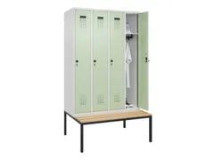 locker met bank,HxBxD 2120x1200x815mm,4vak,vak B 300mm,draaigrendel